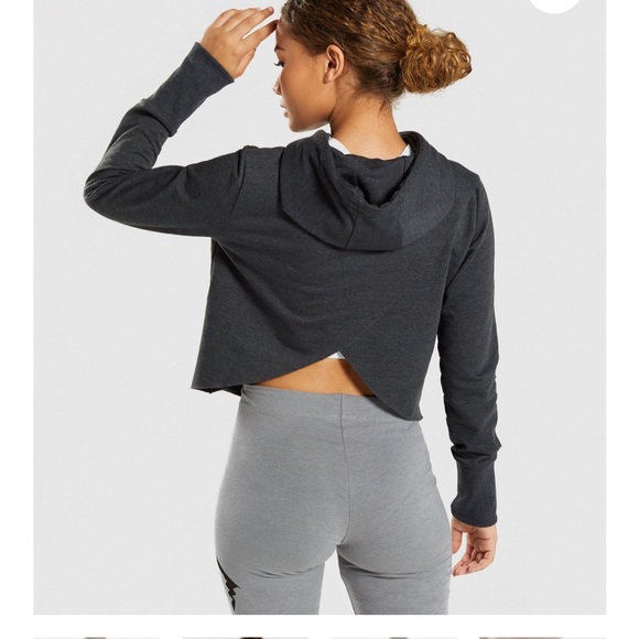 Gymshark Cross Back Open Back Semi Cropped Lightweight Hoodie - Picture 2 of 9